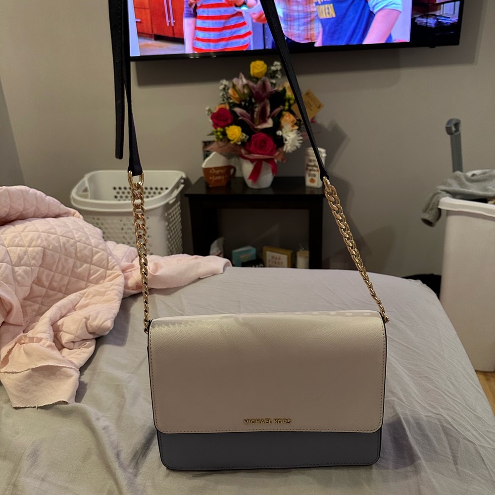 Michael Kors Cream and Blue Crossbody Bag